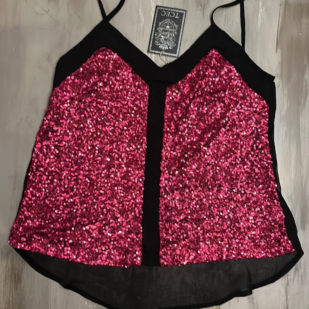 Sparkly hot pink tank medium new